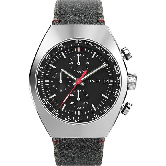 Timex Legacy Tonneau Black/Black Leather Mens Watch